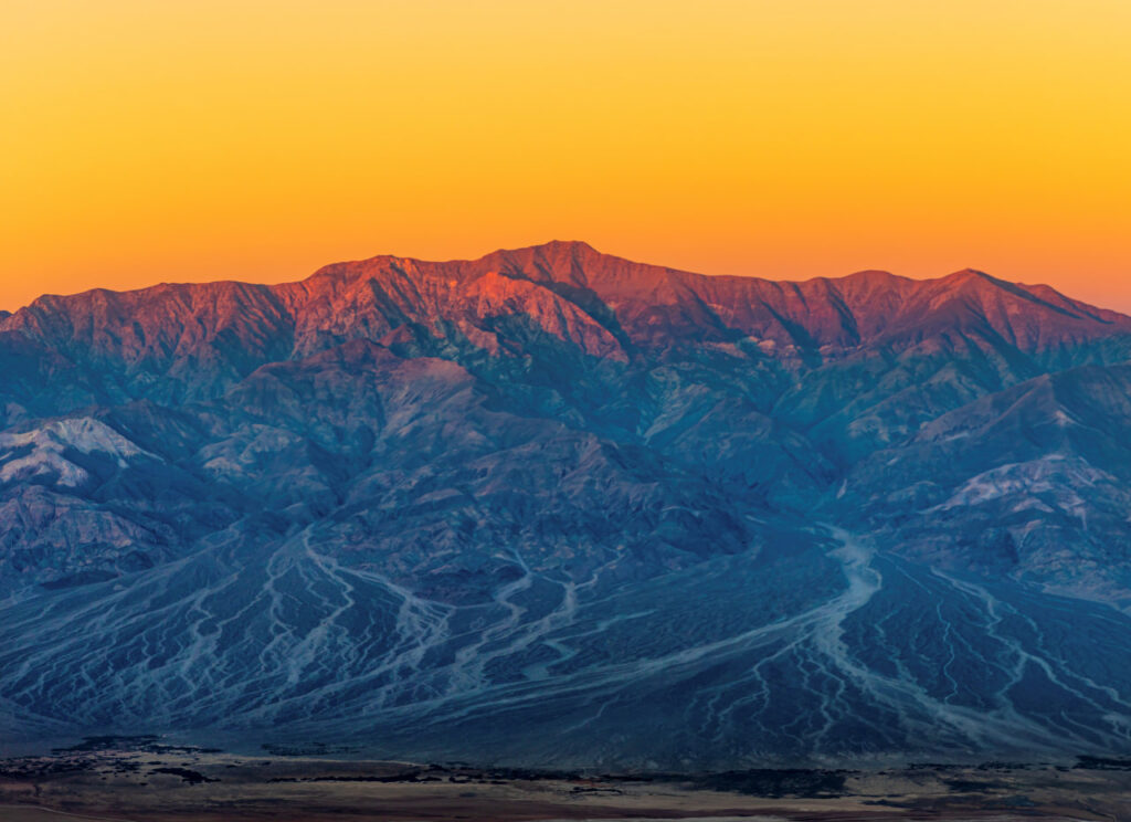 Panamint Range glowing at sunset above Death Valley National Park